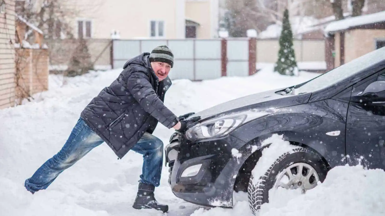 Car stuck in ice