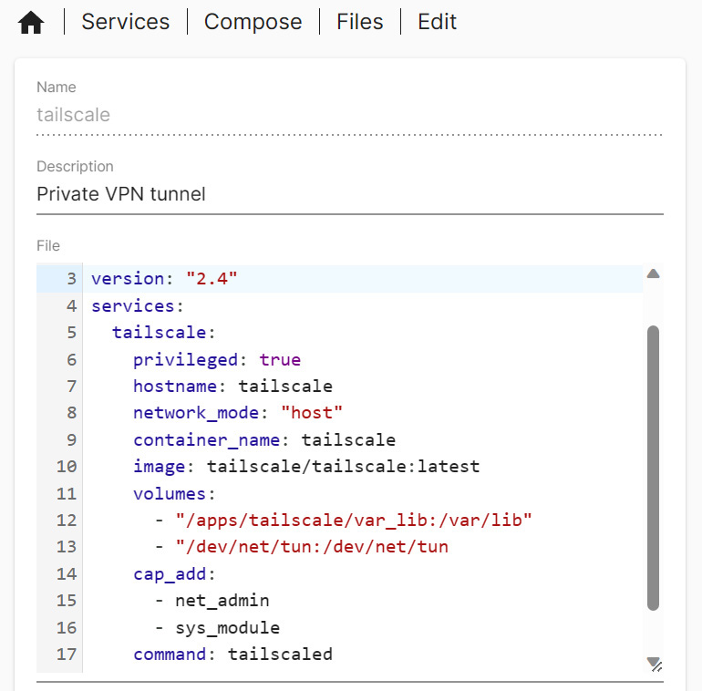 Docker Compose Tailscale example