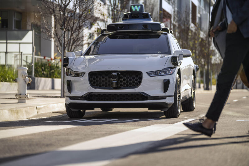 A Waymo Jaguar I-Pace.