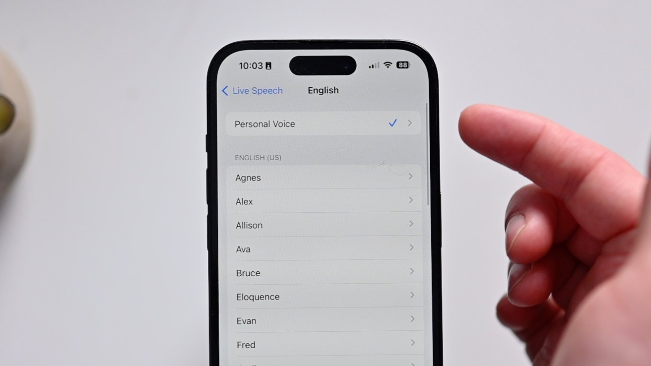 Enable Live Speech and select your voice