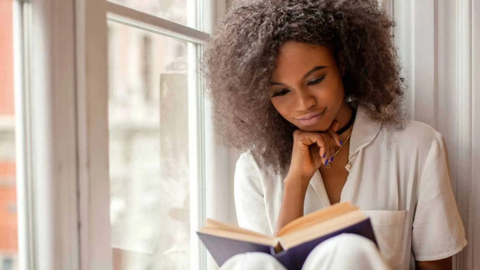 Woman reading book