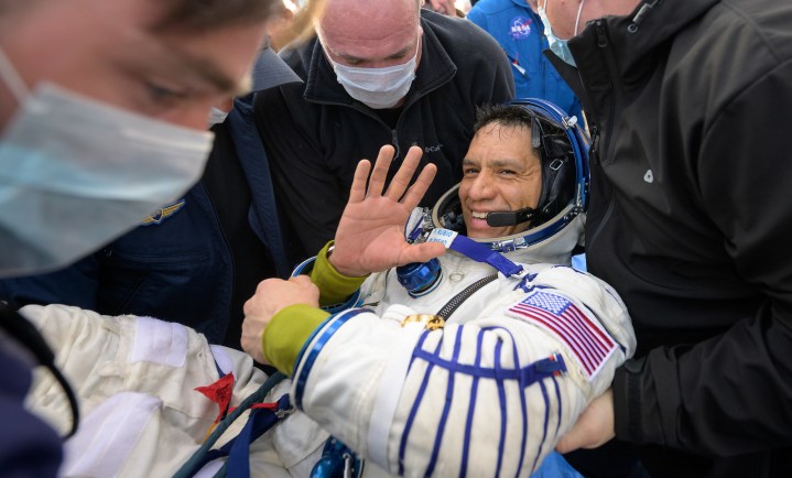 NASA astronaut Frank Rubio shortly after returning to Earth in September 2023.
