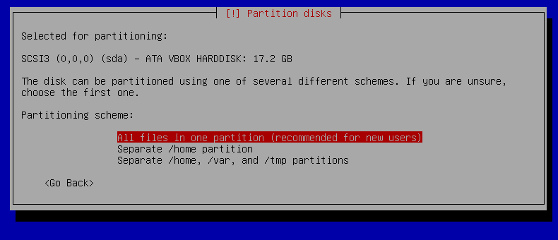 A summary of the partitioning choices made in the installation program