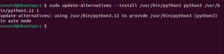 the update-alternatives command allows you to add a symlink of the new python version to the python3 command