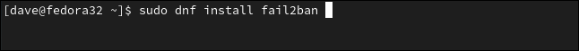 sudo dnf install fail2ban in a terminal window