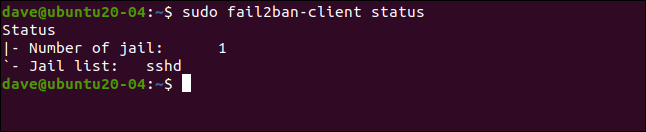 sudo fail2ban-client status in a terminal window