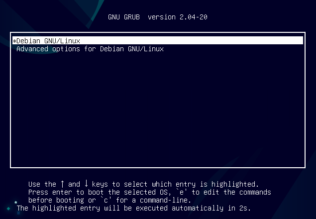 The GRUB boot loader menu