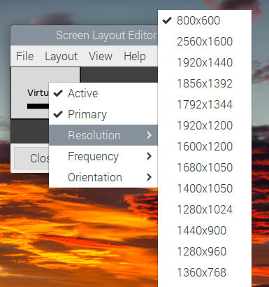 Setting the screen resolution in the Raspberry Pi desktop