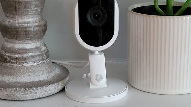 Image of GE Cync Indoor Camera on a shelf