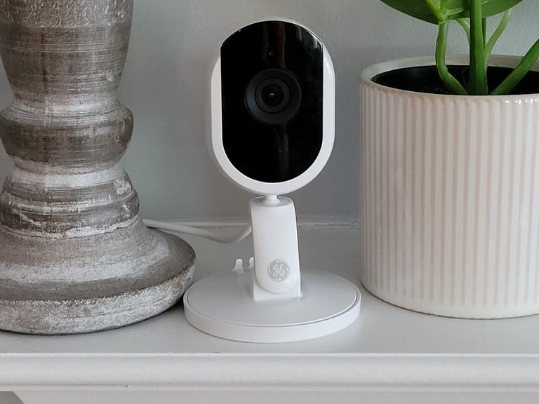 Image of GE Cync Indoor Camera on a shelf