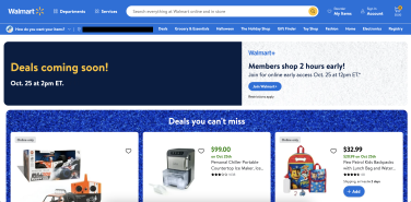 a screenshot of a landing page for a walmart sale