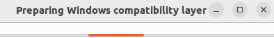The dialog shown while Wine configures its compatibility layers