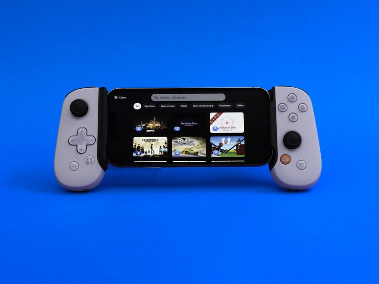 BackBone One PlayStation Edition gaming controller mounted on iPhone 13 Pro