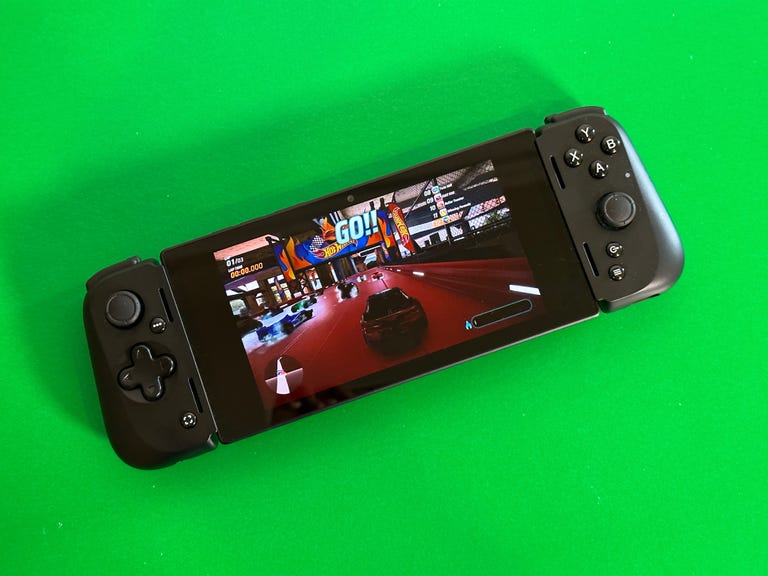 A racing game on the Razer Edge, a gaming handheld.