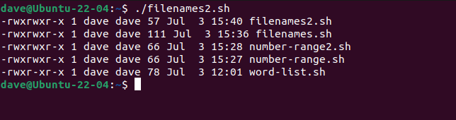 A for loop using a file pattern of *.sh