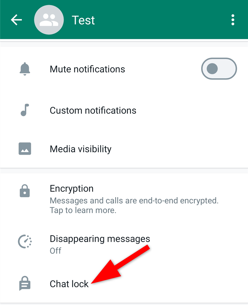 Group settings are opened which shows the chat lock option