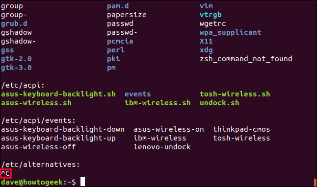 Ctrl+C in a terminal window