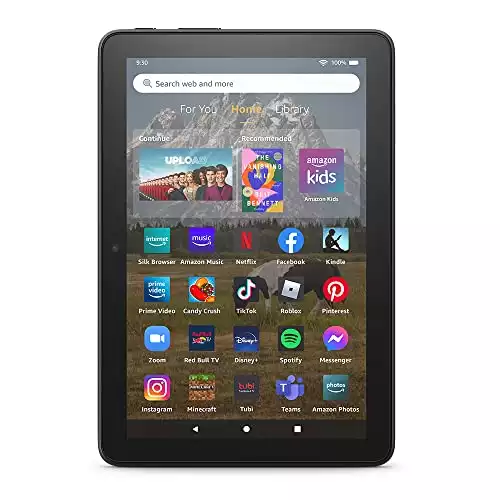 Amazon Fire HD 8 tablet, 8” HD Display, 32 GB, 30% faster processor, designed for portable entertainment, (2022 release), Black