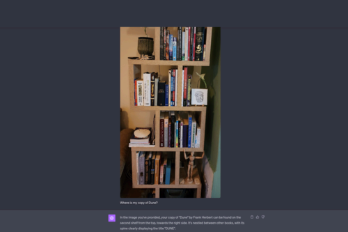 ChatGPT attemps to locate a book on a shelf