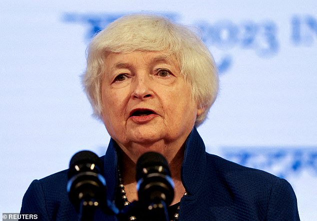 Confident: US Treasury Secretary Janet Yellen (pictured) asserts there is no ‘dysfunction’ in Treasury market in spite of the spike in yields