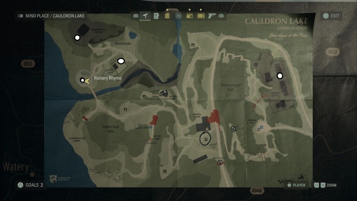 A map of cauldron lake in alan wake 2.