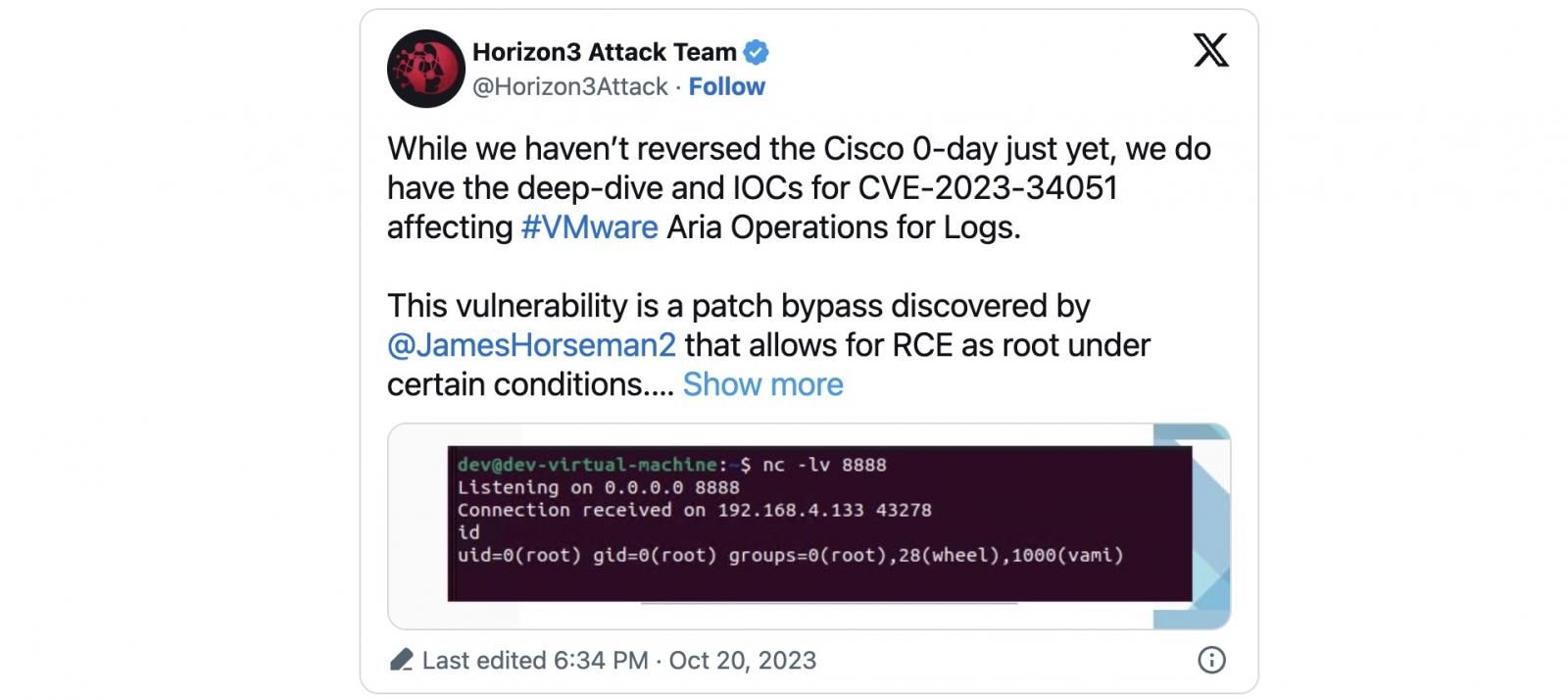 CVE-2023-34051PoC exploit tweet