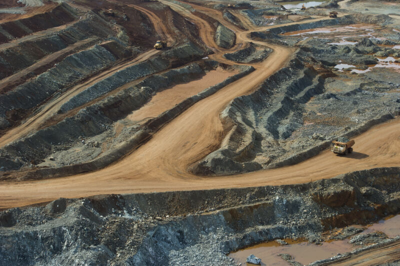 A truck carrier nickel minerals out of a mining site.