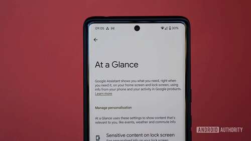 Google At A Glance widget settings edit