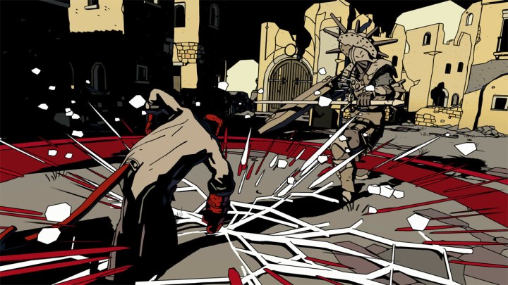 Hellboy smashes the ground in Hellboy: Web of Wyrd.