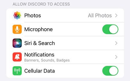 App permissions.