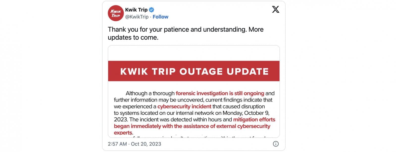 Kwik Trip cyberattack