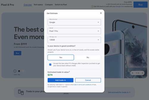 Pixel 7 Pro Trade-in Value