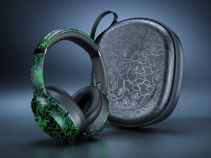 The Razer x A Bathing Ape Opus wireless headphones with their case.