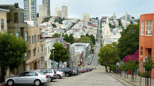 San Francisco California street skyline