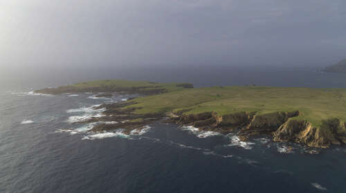 View from the sea of the land in Unst that is being used for SaxaVord Spaceport