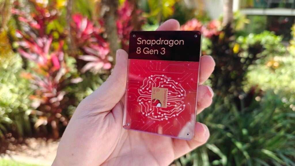 Snapdragon 8 Gen 3 chipset in hand