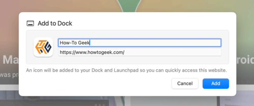 Adding a web app to your Mac dock with Safari