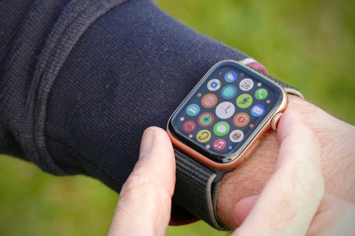 The screen of the Apple Watch SE showing its apps.