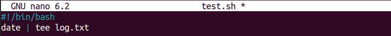 Bash script to save date to log file