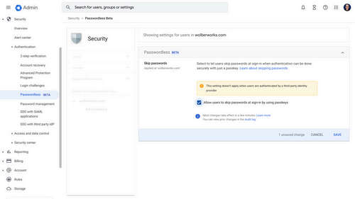 Workspace Skip Passwords