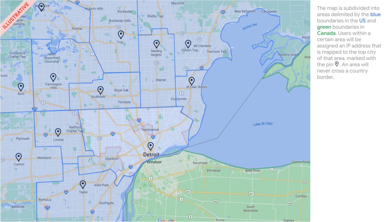 Illustrating how Google plans on assigning IP address to allow for GeoIP locations