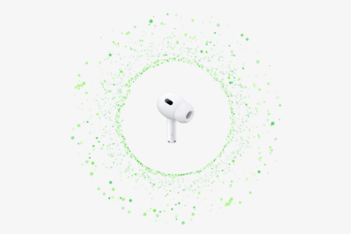 Representation of sound waves around an AirPods