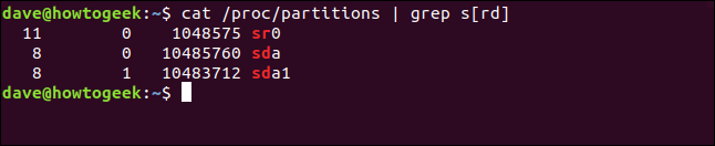 Sr0, sda, and sd1 listed in the output. 