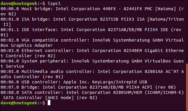 The output from lspci. 