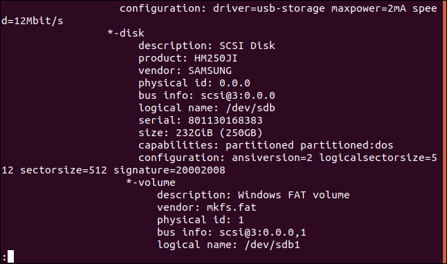 The output from lshw for a CD drive. 