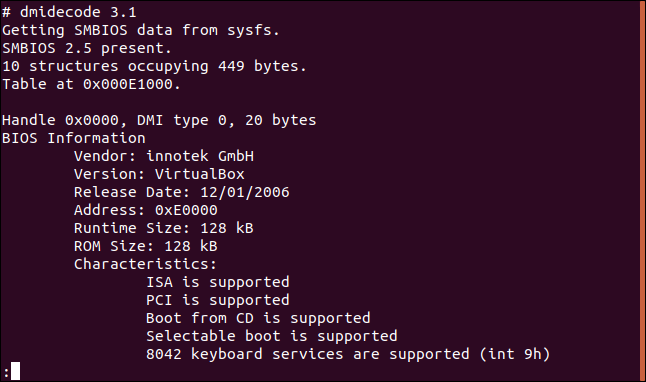 Piping dmidecode through less. 