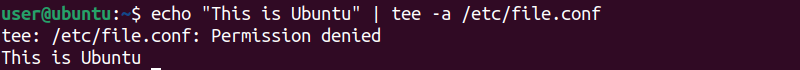 echo command piped with tee command without sudo permission