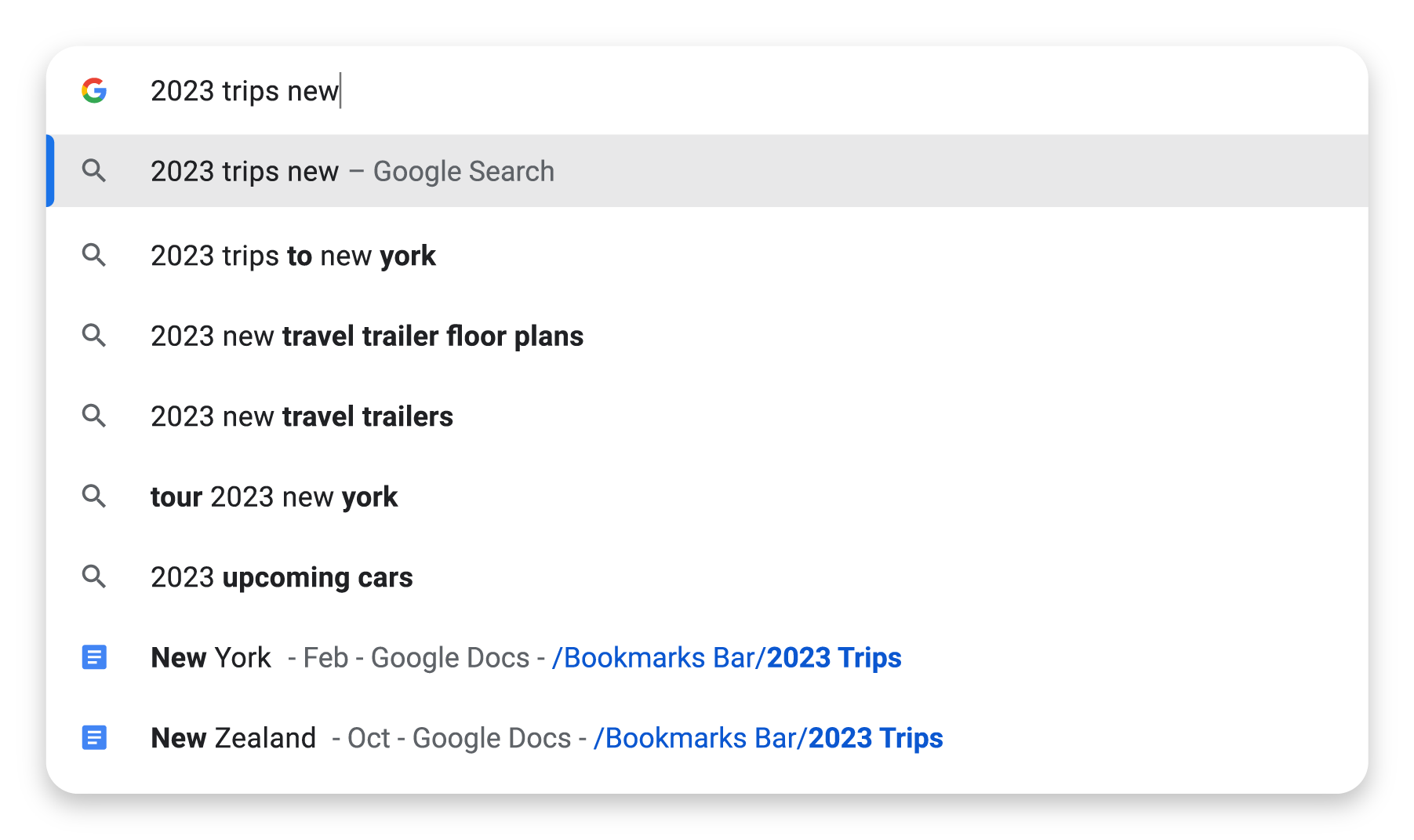 Chrome screenshot with bookmarks search