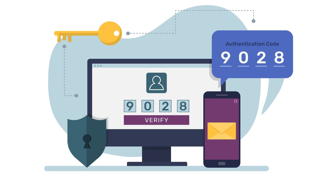 Authentication code illustration for site. Verification pin code, security code message notification, two step authentication in control system for personal account and banking