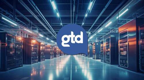 GTD logo over a data center